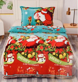 Obliečky mikroplyš MERRY CHRISTMAS červené