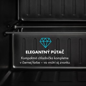 Klarstein Obsidian, chladnička, 46 l, priehradka na zeleninu