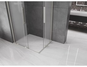 Mexen Velar L Duo, sprchový kút s posuvnými dverami 90 x 80 cm, 8mm sklo námraza, brúsená oceľ, 871-090-080-02-33-97