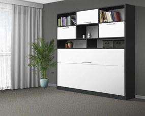 Nabytekmorava Sklápacia posteľ VS1056 MAX, 200x90cm farba lamina: antracit/biele dvere, Varianta dverí: matné
