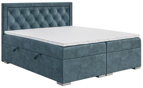 Jednolôžková posteľ Boxspring 120 cm Maximilian (džínová modrá) (s matracom a úl. priestorom). Vlastná spoľahlivá doprava až k Vám domov. 1043413