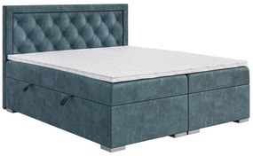 Manželská posteľ Boxspring 160 cm Maximilian (džínová modrá) (s matracom a úl. priestorom). Akcia -20%. Vlastná spoľahlivá doprava až k Vám domov. 1043415