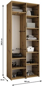 Šatníková skriňa 100 cm Carmela 50-3 (biela + zlatá). Akcia -20%. Vlastná spoľahlivá doprava až k Vám domov. 1126766