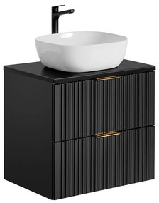 Závesná skrinka Casad s doskou a umývadlom 60 cm čierna