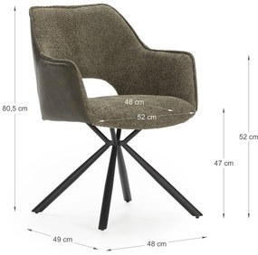 Zelené čalúnené jedálenské kreslá v súprave s podrúčkami 2 ks Mariel – Marckeric