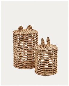 Detské koše na hračky v súprave 2 ks z vodného hyacintu v prírodnej farbe ø 30x50 cm Venezia – Kave Home