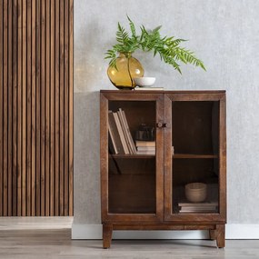 Hnedá vitrína z mangového dreva 80x100x40 cm Ravi – Ixia