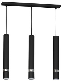 Závesné svietidlo Joker, 3x čierne kovové tienidlo, b/ch