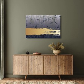 Obraz - Modrá a zlatá abstrakcia N⁰1 (90x60 cm)