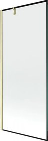 Mexen Next, 1-krídlová vaňová zástena 80 x 150 cm, 6mm číre sklo - čierny vzor, zlatá matná, 895-080-000-00-70-55