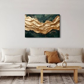 Obraz - Zelená abstrakcia so zlatom II. (90x60 cm)