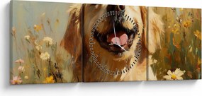 Obraz - Šťastný psík (s hodinami) (90x30 cm)