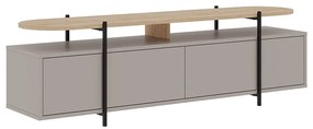 Sivo-béžový TV stolík v dekore duba 160x48 cm Hinoa – Marckeric
