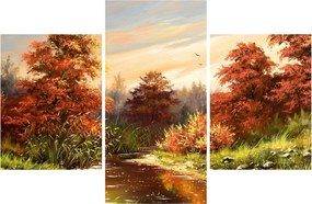 Obraz rieky v jesennej krajine, olejomaľba (90x60 cm)