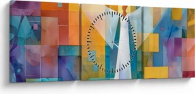Obraz - Geometrický anjel (s hodinami) (90x30 cm)