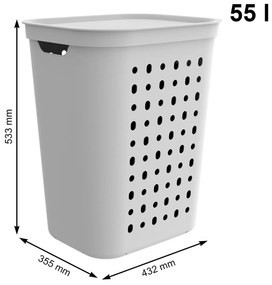 2. akosť - Kôš na špinavú bielizeň, na zber špinavého oblečenia, JONA, 55 l, biely (prasknutý plast okolo pántov)