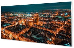 Sklenený obraz Nočná panoráma Gdansku kostola 100x50 cm