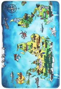 Koberce Breno Kusový koberec World Map, modrá, viacfarebná,76.5 x 117 cm