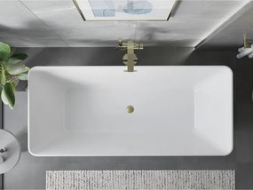 Mexen Velo Slim, voľne stojaca vaňa 170 × 75 cm, biela lesklá, zlatý matný prepad, 52811707500-55