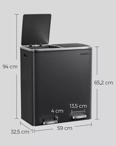 Odpadkový kôš s vekom JORDAN 2x30 L čierny