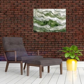 Sklenený obraz - Zelenobiele vlnky (70x50 cm)