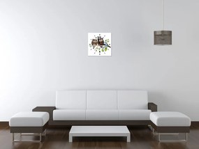Gario Obraz s hodinami Hnedé sovičky na konári Rozmery: 30 x 30 cm