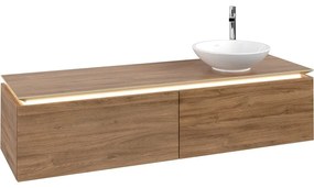 VILLEROY &amp; BOCH Legato závesná skrinka pod umývadlo na dosku (umývadlo vpravo), 2 zásuvky, s LED osvetlením, 1600 x 500 x 380 mm, Oak Kansas, B597L0RH