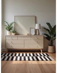 Čierno-biely obojstranný ručne tkaný vlnený koberec 80x150 cm Donna – Hanse Home