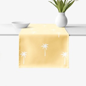 Goldea behúň na stôl 100% bavlnené plátno - palmy na žltej 35x140 cm