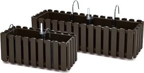 Samozavlažovací plastový balkónový kvetináč DDEF400W 38 cm - hnedá