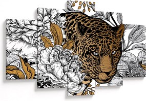 Obraz - Leopard medzi kvetmi (150x105 cm)