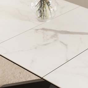 Jídelní rozkládací stůl Heaven 168/210 cm bílý mramor/černý