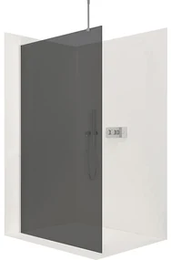 CERANO - Sprchová zástena Walk-in Onyx Top L/P - guľatá vzpera - chróm, grafitové sklo - 120x200 cm, CER-CER-8050BD1425