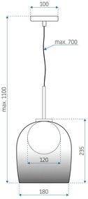 Toolight - stropná sklenená lampa G9 25W APP1026-1CP, čierna, OSW-09484