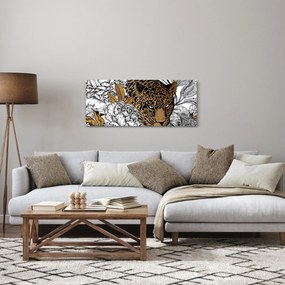 Obraz - Leopard medzi kvetmi (120x50 cm)
