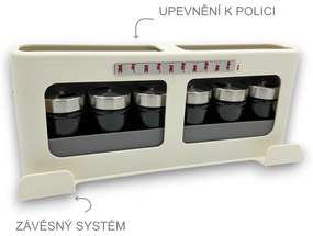 Závesný organizér na korenie pod poličku + 6ks koreničiek JOSEPH