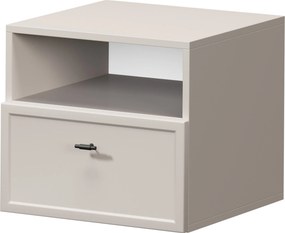 Závesný nočný stolík Lorini so zásuvkou 45 cm - kašmír / čierna úchytka T-bar