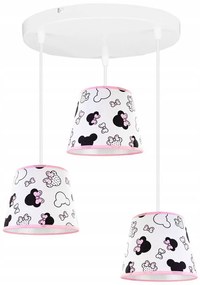 Detské závesné svietidlo Minnie, 3x textilné tienidlo so vzorom, o, s