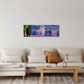 Obraz - Levanduľové pole (s hodinami) (90x30 cm)