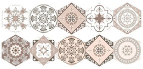 Sada 10 samolepiek na podlahu Ambiance Floor Stickers Hexagons Cornalina, 40 × 90 cm