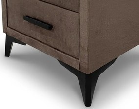 Nočný stolík Lusaka, hnedá látka, s osvetlením a USB