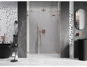 Mexen Lunar, pravé otočné sprchové dvere 150 cm, 8mm číre sklo, medený matný profil, 834S-150-050-65-00-P