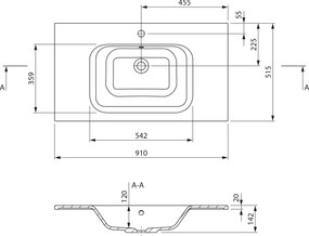 Sapho ARECA, nábytkové umývadlo, liaty mramor, 91x51,5cm, biela, AC091