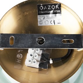 Stropné svietidlo v štýle Art Deco mosadz s zeleným sklom - Pallon