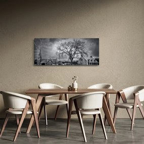 Obraz čiernobielej dediny (120x50 cm)