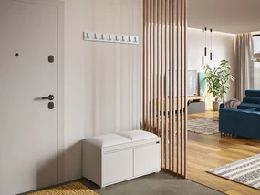 Nábytok do predsiene Konkor 80 + 2 kusy čalúnených nástenných panelov Pag 40x30, Farby: biela, Farba čalúnenia:: ekokoža Soft 011 (čierna)