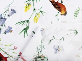 Biante Detský bavlnený záves Sandra SA-392 Lúčne kvietky s vtáčikmi 150x140 cm