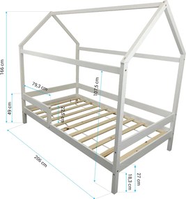MG Detská posteľ domček Martin s úložným priestorom 90x200 - biela