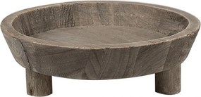 Hnedá antik drevená dekoračná miska / podnos S - Ø 22*7 cm