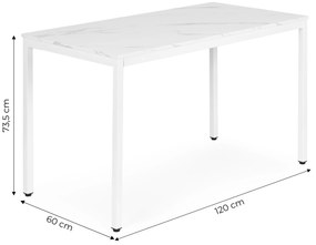 ModernHome Jedálenský kuchynský stôl 120x60 cm - biely mramor ModernHome